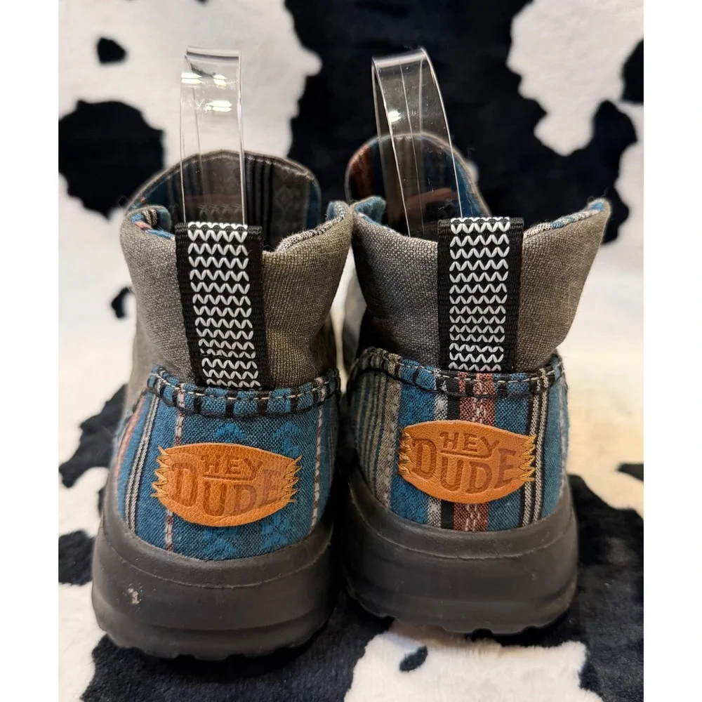 Hey Dude Wendy Rise Grey Canvas Southwestern Boho Slip On Platform Boots Women 7